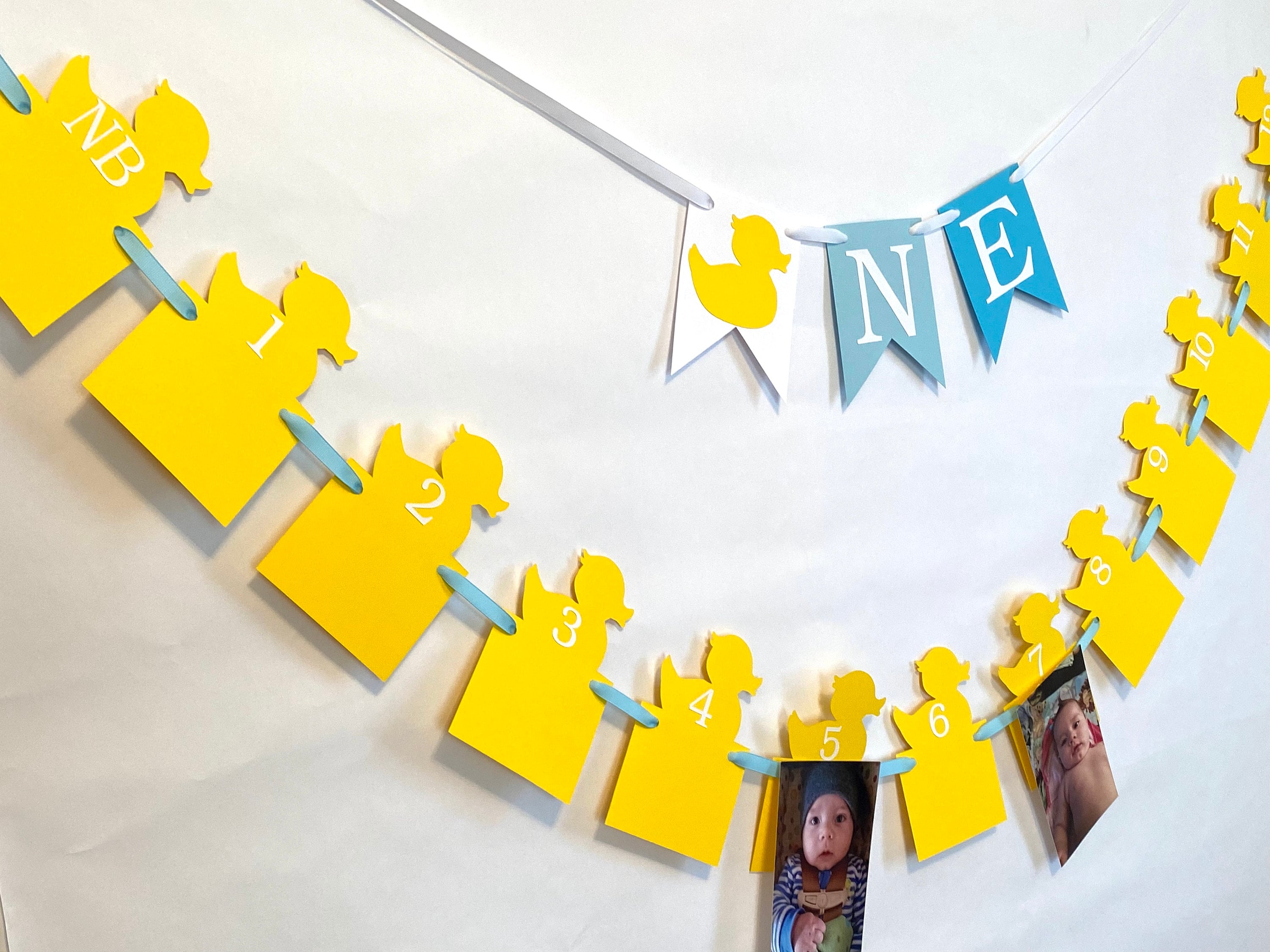 Rubber Duck First Birthday Decoration Rubber Duck Photo Banner ONE High Chair Banner Rubber Duck 12 Month Photo Banner 1st Year Photo Banner