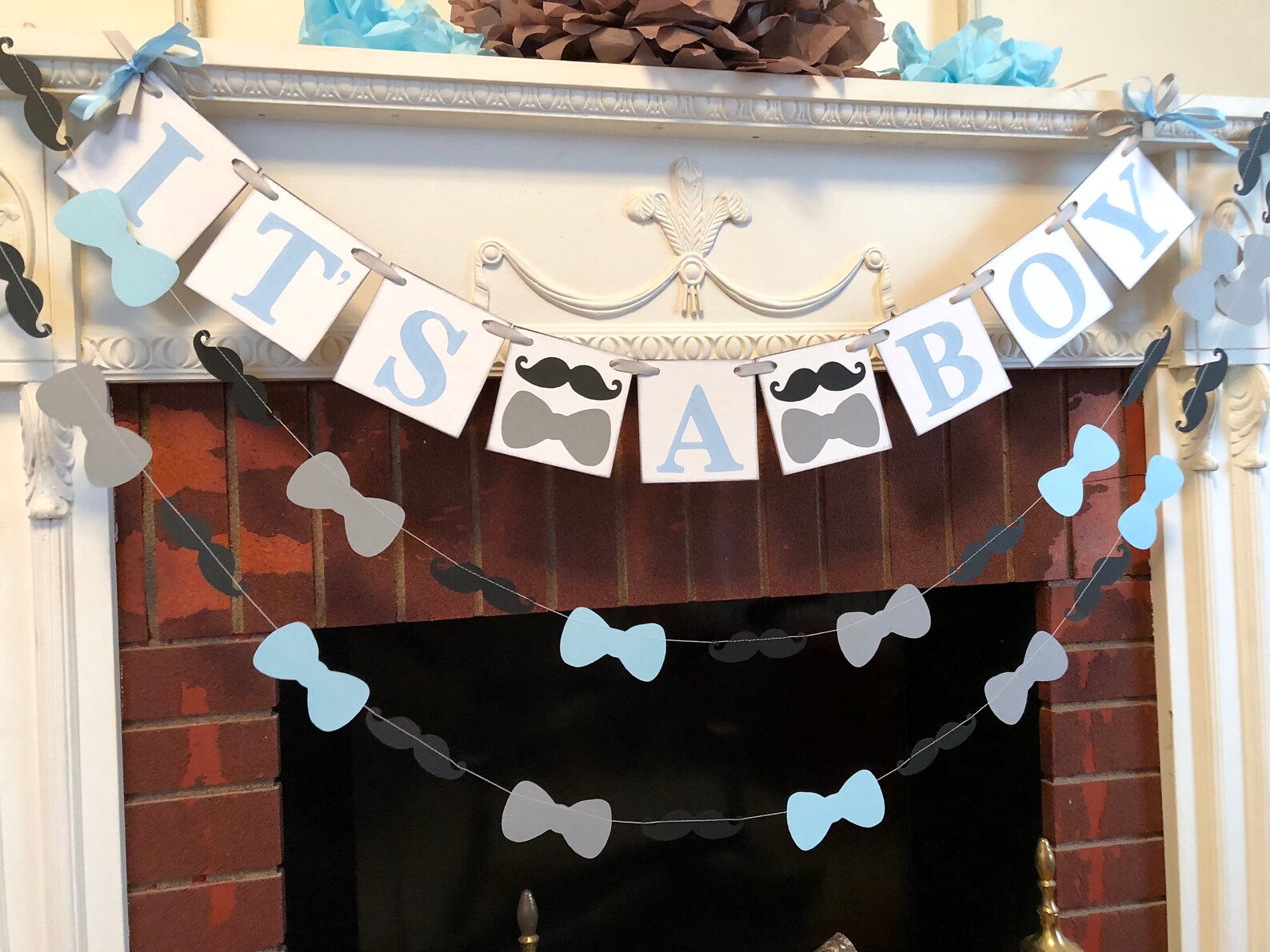 Bowtie Baby Shower Decorations Its a Boy Banner Little Man Etsy Canada