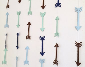 Arrow Head garland - Arrow banner - Woodland Party decor - Camping birthday garland - Baby Shower decor- your color choices