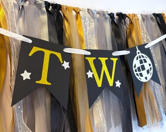 New Year's Eve 2nd Birthday Banner: Gold, Silver & Black Party Decor