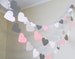 Paper Heart Garland/ Pink Gray Baby Shower Banner / Wedding Backdrop / Bridal Shower Decor / Heart Garland / your color and size choice 