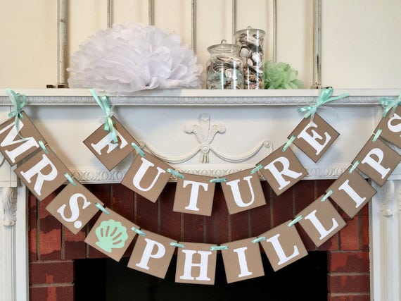 Beach Bridal Shower Decor Custom Bridal Shower Banner Future