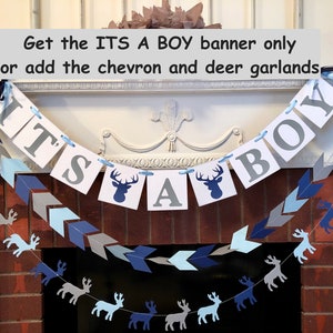 Little Buck Baby Shower Decorations - Navy Oh Deer Baby Shower - It's a Boy banner- Woodland Deer baby shower - Little Buck Banner