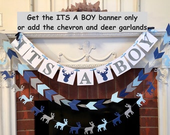 Little Buck Baby Shower Decorations - Navy Oh Deer Baby Shower - It's a Boy banner- Woodland Deer baby shower - Little Buck Banner