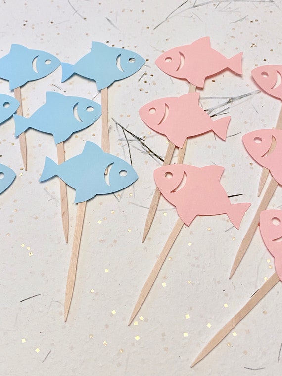 Fishe or Fishe Cupcake Toppers, Fish Themed Baby Shower, Fishing Baby  Gender Reveal Toppers , He or She Gender Reveal Decor, Pink or Blue -   Canada