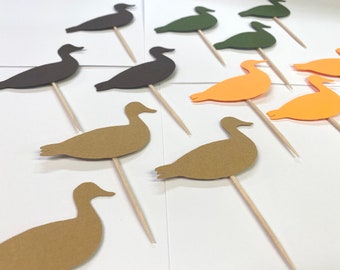 Duck Hunting Cupcake Toppers, Mallard themed 1st birthday, Waddle it Be baby gender reveal Toppers , ONE Lucky Duck , 40th Birthday,