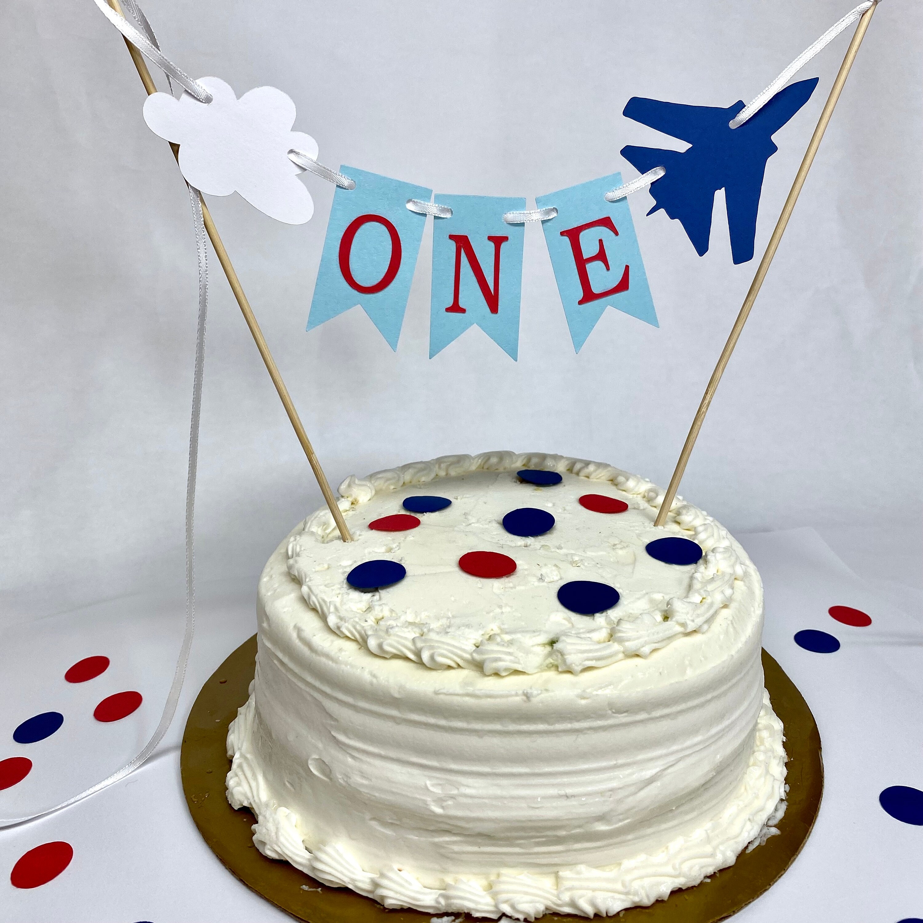 Fighter Pilot 1st Birthday Banner - Blue Red Glitter 'Top One' Rectangular Banner, 3ft X 4ft, DIY String - View #11