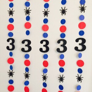 Comic Book Spider 1st Birthday Decoration 2nd 3rd 5th 8th Comic Book birthday Garland Spider Birthday banner Spider Themed Party Decor image 3