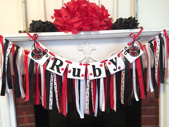 Lady Bug Baby Shower Decor Ladybug 1st Birthday Rag Tie Backdrop Lady Bug Baby Shower Decor Ladybug 1st Birthday Rag Tie Backdrop