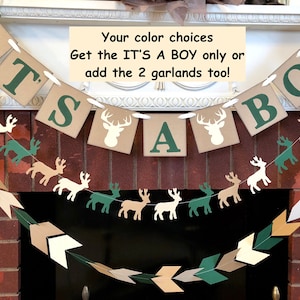 Little Buck Baby Shower Decor - Forest Green Oh Deer Baby Shower - Arrow Baby Shower - It&#39;s a Boy banner- Woodland Deer baby shower