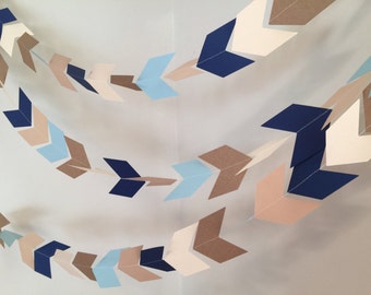 Arrow garland - Chevron banner - Boys Woodland Party decor - Camping Fist birthday garland - Baby Shower decor- your color choices