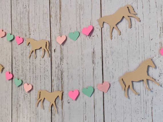 Horse birthday Decorations - Cowgirl Birthday decorations - Pink Pony garland - Horse banner - Horse Race decorations Il_570xn