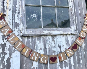 Falling in Love Sign - Fall Wedding Decorations - Bridal Shower Decor - Fall Engagement Party Banner - Autumn Wedding Banner - Fall in Love