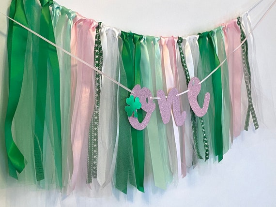  Pink St. Patrick's Day 1st Birthday Photo Banner for