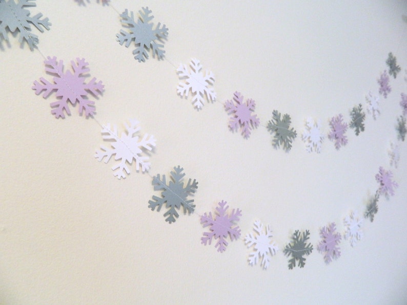 Winter ONEderland Party Decor Winter First Birthday Girl Little Snowflake Baby Shower Decor Silver purple and white Snowflake Garland