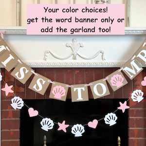 Seashells and Wedding Bells Decorations / Miss to Mrs Banner / Pink Sea Shells Bachelorette Party Decor / Beach Bride To Be Decor
