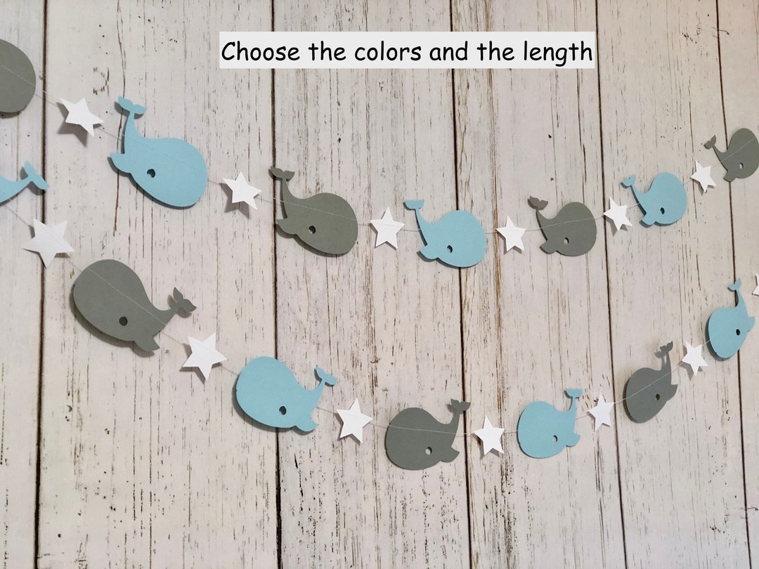 Whale Baby Shower Decorations Blue and Gray Whale First