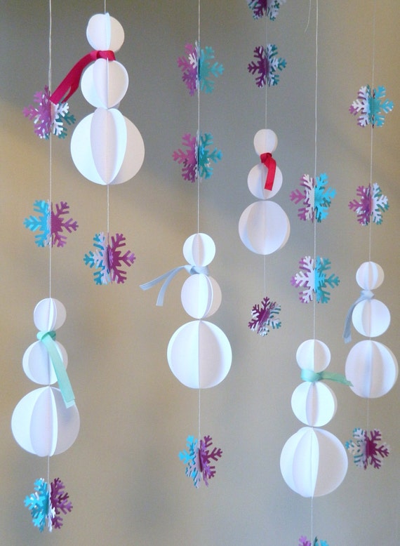 Snowman Decorations / 3D Snowman Garland/ Winter 1st Birthday