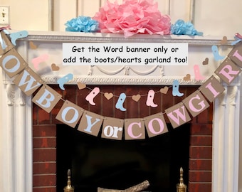 Cowboy or Cowgirl Gender Reveal decorations  / Boy or Girl? Western Baby Announcement / Rustic Baby Shower Decor / Cowboy or Cowgirl Sign-