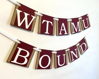 College Bound Banner - Maroon Graduation Decor - Custom University Sign - Grad Party Garland - High School Graduate- Custom Banners