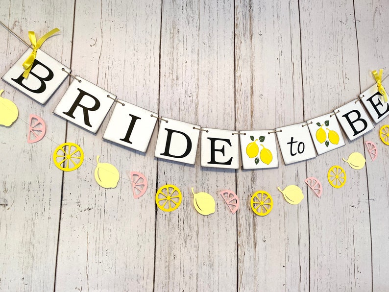 Lemon Bride to Be Banner She Found Her Main Squeeze Decorations Lemon Bridal shower Banner Citrus Themed Miss to Mrs image 1