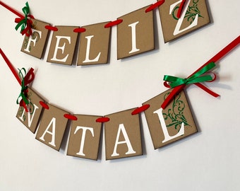 Feliz Natal Banner - Portuguese Merry Christmas Mantle Garland - Foreign Portugal - Gift Idea - Feliz Natal - Ancestral Decorations 2