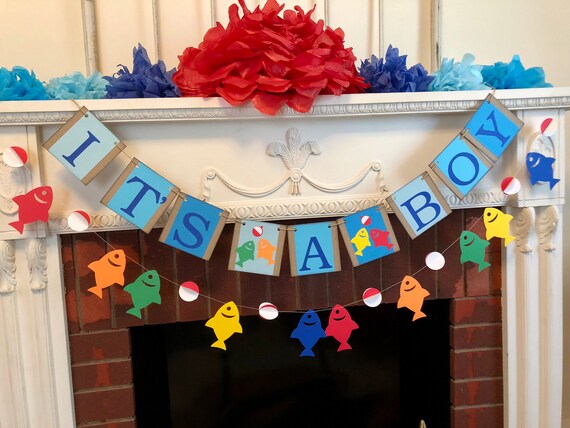Fishing Baby Shower Decorations / Gone Fishing Its a Boy Banner