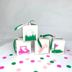 Pink Hole in ONE first Birthday Favor Boxes- Golf Themed 1st Birthday - Girl Golf Birthday Party Favor Boxes- Par-Tee 40th Birthday
