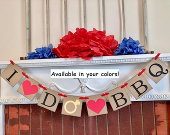 I Do BBQ Party Decorations- Barbecue Engagement Party Banner - Picnic banner- Bridal Shower decor- Wedding Shower Decorations
