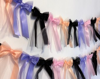 Handmade Halloween Bow Garland: Peach, Pink, Lavender & Black