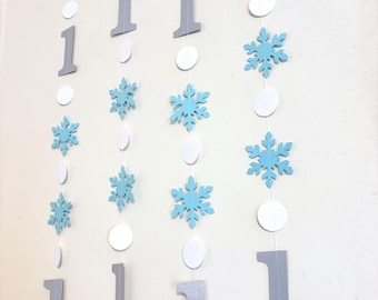 Winter Onederland Garland: Blue Snowflake 1st Birthday Decor
