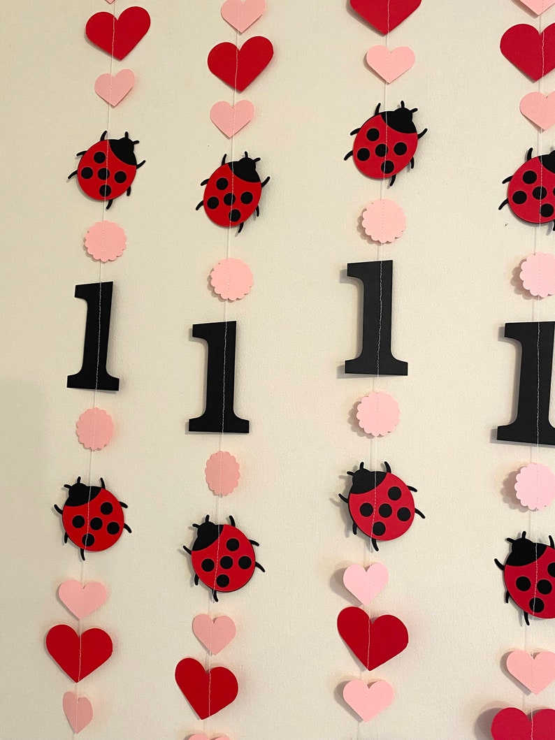 Pink Lady bug 1st Birthday decorations 1st birthday garland Love Bug decor ladybug birthday Backdrop Little Lady 1st 2nd 3rd birthday image 4