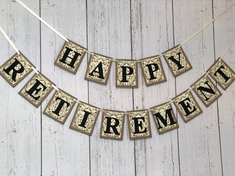 happy retirement banner retirement party signs damask etsy