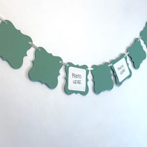 Photo Banner, Sage Bridal Shower Decoration, Engagement Party Decor, Gender Neutral Baby Shower Banner, Photo Garland, Wedding Shower Photos