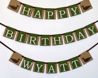 One lucky Duck Birthday Decoration - Mallard themed 40th 10th birthday Sign - Custom Duck Happy Birthday Sign - Hunting Camp Birthday banner