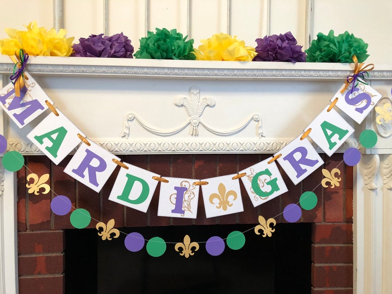 Mardi Gras Decorations Mardi Gras Banner Mardi Gras Party Decoration Mardi Gras Party Banner Fat Tuesday Decorations image 7