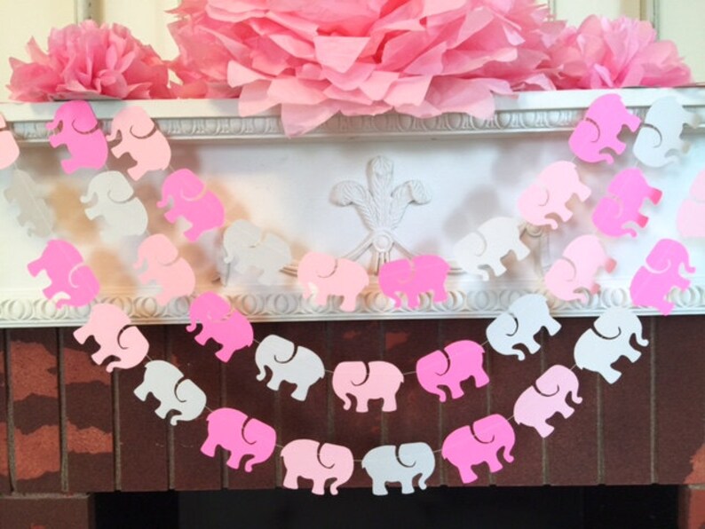 Elephant Themed Baby Shower Decorations Girl Elephant 1st Etsy