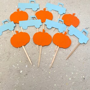 Blue Truck First Birthday Decorations - Little Pumpkin Food Toppers ...