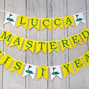 Hole in ONE first Birthday Decorations- Mastered 1st Year Themed 1st Birthday - Golf ONE High Chair garland - Hole in ONE Birthday Banner -