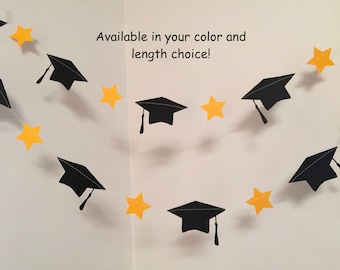 Graduation decorations - Graduation cap Garland - 2024 graduation cake table decor- College/high school graduation decor- your color choice