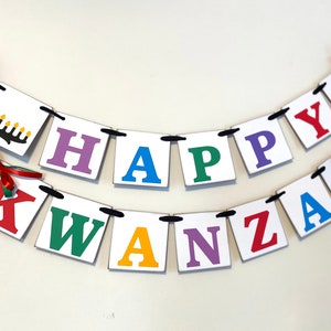 Kwanzaa Decorations - Happy Kwanzaa Banner - African Culture Kwanzaa Mantle Garland - Kwanzaa Kinara - Kwanzaa Candles banner