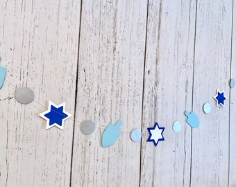 Happy Hanukkah Glitter Banner Set - Silver Blue Decor With Star Of David & Dreidel, 6.1ft Pre-Strung Party Garland - View #10