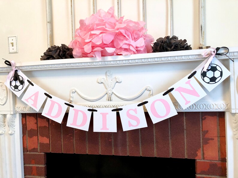 Soccer Baby Shower Decorations Girl Pink Soccer Ball 1st Etsy