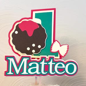 Meatball First Birthday Cake Topper - Personalized Our Little Meatball is ONE - Pasta 1st Birthday - Cake topper - Spaghetti and Meatballs