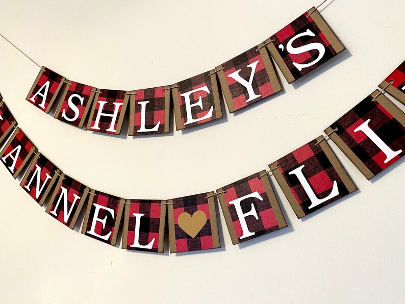 Buffalo Plaid Miss to Mrs Banner Custom Bridal Shower Decor Burlap Banner Flannel Fling Before the Ring Camping Bachelorette Decor