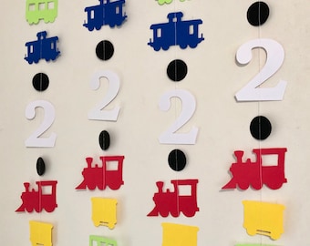 Train Birthday Garland: Custom Colors, First or Second Birthday