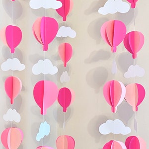 Hot Air Balloon 1st Birthday -Hot Air Balloon Baby Shower Decorations- Pink Hot Air Balloon Nursery Decor- Blue Hot Air Balloon 1st Birthday