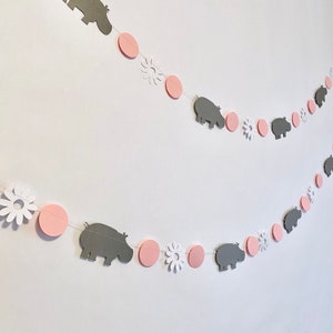 Hippo First Birthday Girl / Hippo Baby Shower Decorations Blue / Pink & Gray Hippo Nursery Decor / Daisy decorations / 1st Birthday Girl