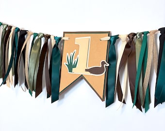One Lucky Duck 1st Birthday Banner: Mallard themed High Chair Decor