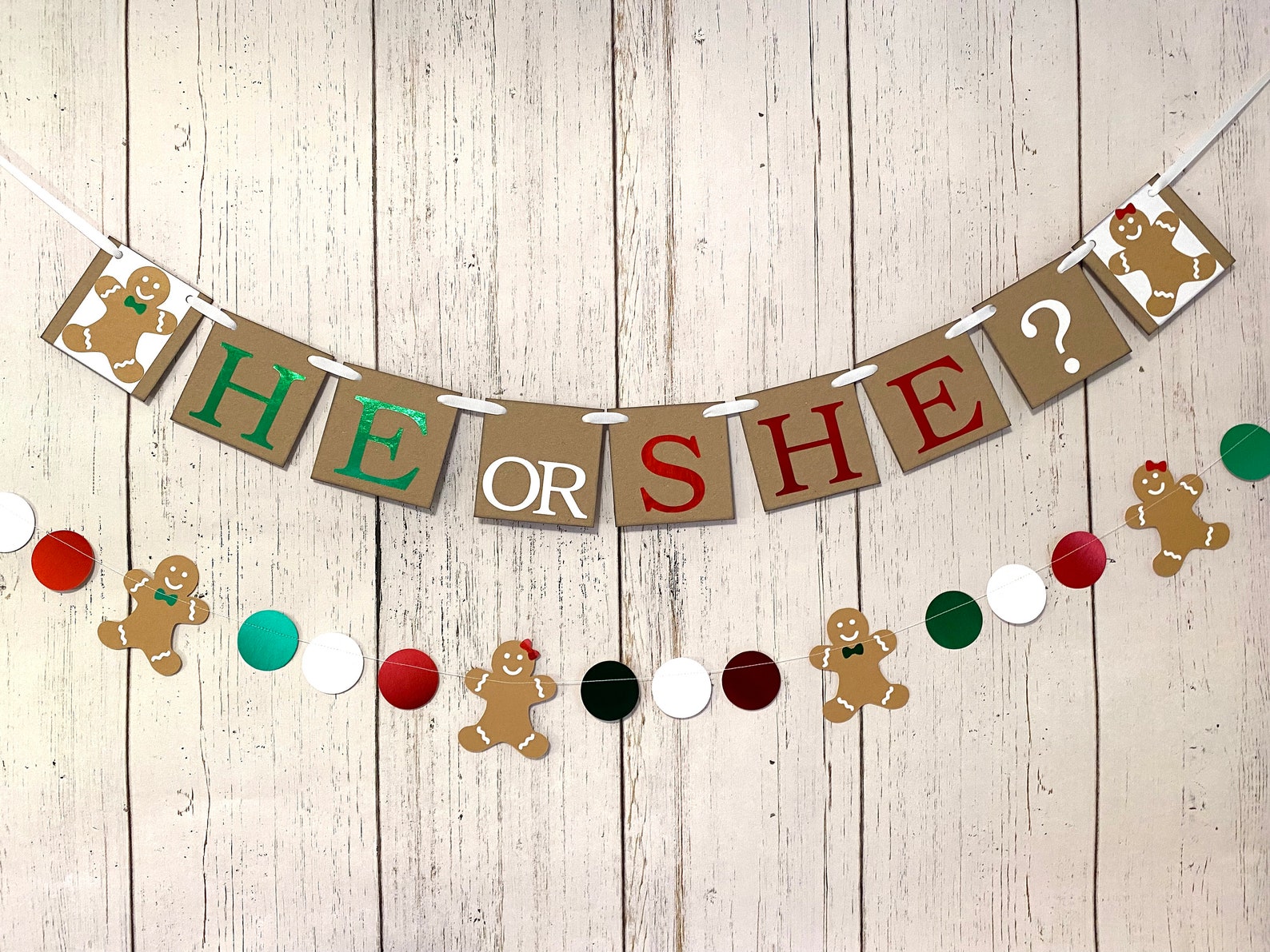 Gingerbread Gender Reveal Cake Topper Christmas Gender Etsy